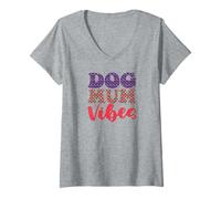 Donna Groovy Best Floral Love Family Pets Super Cane Mum Vibes Maglietta con Collo a V