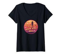 Donna Groovy in My Show Girl Era Retro Aesthetic Quote Maglietta con Collo a V