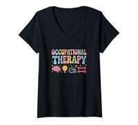 Donna Groovy Occupational Therapy 4th of July Therapist Maglietta con Collo a V