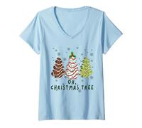 Donna Groovy Oh Christmas Tree Funny Christmas Tree Cake Lovers Maglietta con Collo a V