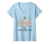 Donna Groovy Oh Christmas Tree Funny Christmas Tree Cake Lovers Maglietta con Collo a V