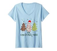 Donna Groovy Oh Christmas Tree Funny Christmas Tree Cake Lovers Maglietta con Collo a V