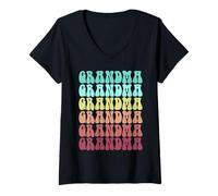 Donna Groovy Promosso A NONNA Gigi Team Nana Coolest My Cardio Maglietta con Collo a V