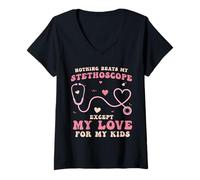 Donna Groovy Proud Medical Mom Stetoscopio Healthcare Maglietta con Collo a V