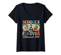 Donna Groovy School's out Forever Retirement 2026 Insegnante in Pensione Maglietta con Collo a V