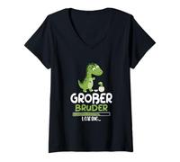 Donna Großer Bruder - Maglietta a maniche corte, motivo: dinosauro Maglietta con Collo a V