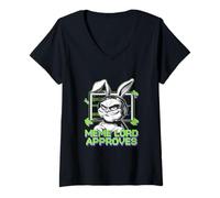 Donna Grumpy Bunny Meme Fans Viral Internet Geek Divertente Coniglio Maglietta con Collo a V