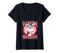 Donna Grumpy Bunny Valentine Cynics romantico festivo divertente coniglio Maglietta con Collo a V