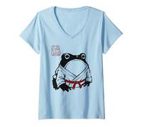 Donna Grumpy Frog Divertente Karate Judo MMA Jiu Jitsu Anime Giapponese Maglietta con Collo a V