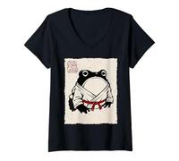 Donna Grumpy Frog Divertente Karate Judo MMA Jiu Jitsu Anime Giapponese Maglietta con Collo a V