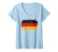 Donna Grunge Bandiera Tedesca Oktoberfest Berlino Turistico Souvenir Maglietta con Collo a V