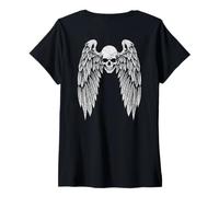 Donna Grunge Wings Angel On Back Skull y2k 2000s Goth Emo Harajuku Maglietta con Collo a V