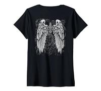 Donna Grunge Wings Angel On Back y2k 2000s Goth Vintage Harajuku Maglietta con Collo a V