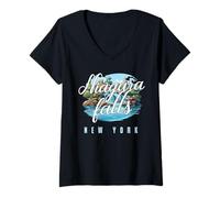 Donna Gruppo di cascate panoramiche del Niagara Falls New York NY Souvenir Maglietta con Collo a V