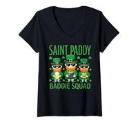 Donna Gruppo di Folletti Divertenti Saint Paddy Baddie Squad Maglietta con Collo a V
