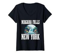 Donna Gruppo familiare di viaggio alla cascata di New York alle cascate del Niagara Falls Maglietta con Collo a V
