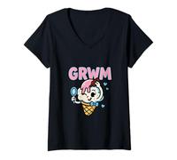 Donna GRWM Ice Cream Lover Dreams - Divertente streamer da dessert Maglietta con Collo a V