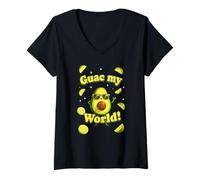 Donna Guac My World Cartoon Avocado e Lime Design Divertente Maglietta con Collo a V