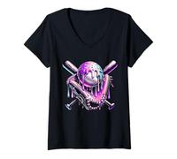 Donna Guanto da Baseball Drip Viola Respect The Drip Giovani Ragazzi Ragazze Maglietta con Collo a V