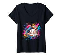 Donna Guanto da Baseball Ice Cream Drip Colorful Trendy Ragazzi Drip Maglietta con Collo a V