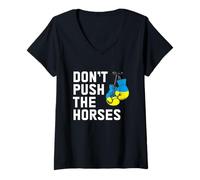 Donna Guantoni da Boxe con Bandiera Ucraina Don't Push The Horses Maglietta con Collo a V