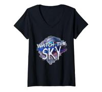 Donna Guarda Il Sky UFO UAP Alien Visitor Enthusiast Maglietta con Collo a V