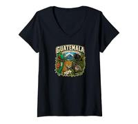 Donna Guatemala Tierra De La Eterna Primavera Fauna Selvatica Maglietta con Collo a V