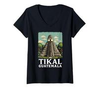 Donna Guatemala Tikal Chapin Atitlan Maya Retro Guate Quetzal 502 Maglietta con Collo a V