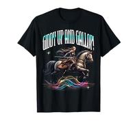 Donna Guerriera A Cavallo Galoppo Epico Fantasy Maglietta