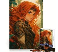 Donna guerriera dai capelli rossi nella foresta, puzzle da 1000 pezzi per adolescenti, stimola la memoria, favorisce la calma, crea un'atmosfera rilassante e crea una piacevole sorpresa (50x75cm)