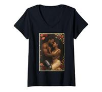 Donna Guerriero africano e principessa Love Graphic Maglietta con Collo a V