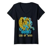 Donna Guerriero Celeste Fiamme Divina Mitologia Maglietta con Collo a V