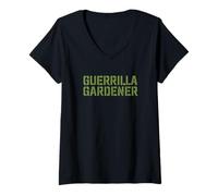 Donna Guerrilla Gardener Urban Greening Attivismo Maglietta con Collo a V