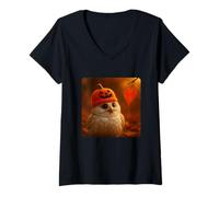Donna Gufo Halloween Zucca Cappello Carino Jack O'Lantern Maglietta con Collo a V