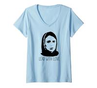 Donna Guida con Amore Jacinda Ardern in Hijab NZ Primo Ministro Maglietta con Collo a V