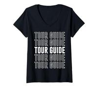 Donna Guida Turistica Maglietta con Collo a V