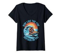 Donna Guidare Come la Marea dipende da Te Jet Ski Estate Maglietta con Collo a V