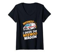 Donna Guido il conducente dell'ambulanza del carro WeeWoo Maglietta con Collo a V