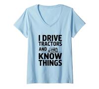 Donna Guido trattori e so Cose Divertente Agricoltore Maglietta con Collo a V