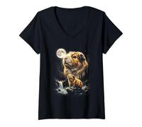 Donna Guinea Pig Ululando alla Luna Meme Maglietta con Collo a V