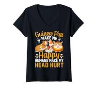 Donna Guinea Pigs Make Me Happy Humans Make My Head Hurt Maglietta con Collo a V