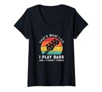 Donna Guitar Bass - Suono Il Basso e dimentico Le Cose Maglietta con Collo a V