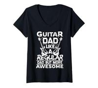 Donna Guitar Dad Like Regular Dad But More Awesome Chitarra Papa Maglietta con Collo a V