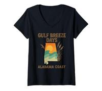 Donna Gulf Breeze Days Camicia Vintage Alabama Coast Travel Graphic Maglietta con Collo a V