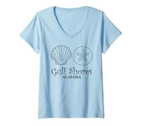 Donna Gulf Shores Alabama Beach Vacanze Sheller Maglietta con Collo a V