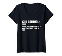 Donna GUN CONTROL (sostantivo) divertente maglietta Pro Gun DeFNITION Maglietta con Collo a V