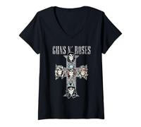 Donna Guns N' Roses - Croce vintage ufficiale Maglietta con Collo a V