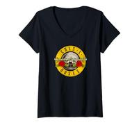 Donna Guns 'n' Roses Hard Rock Band Bullet Logo by Rock Off Maglietta con Collo a V