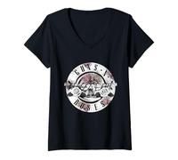 Donna Guns N' Roses - Pallottola da uomo con motivo floreale Maglietta con Collo a V