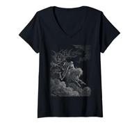 Donna Gustave Dore Death on The Pale Horse Maglietta con Collo a V